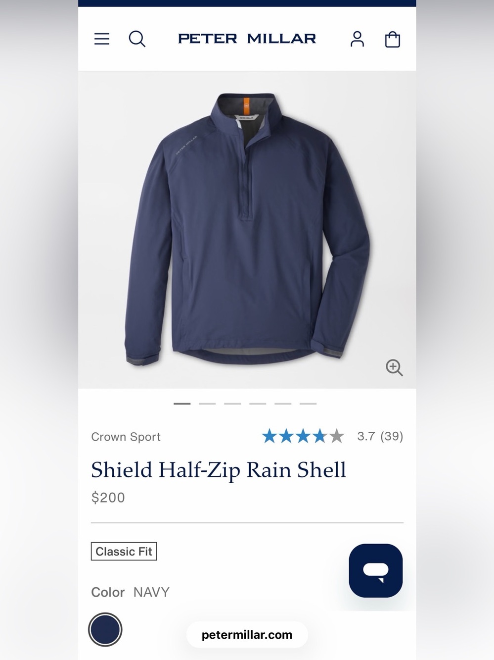 Peter Millar Navy Rain Jacket with bird logo